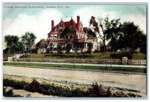 Kansas City Missouri MO Postcard The Kirk Armour Residence Exterior Scene c1910s