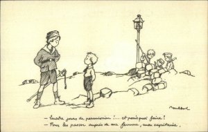 Poulbot French Fatherless? Children Play at War Satire? c1915 Postcard #2