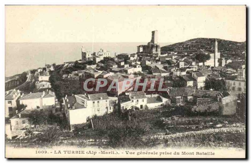 La Turbie Old Postcard General view taken of Mount Battle