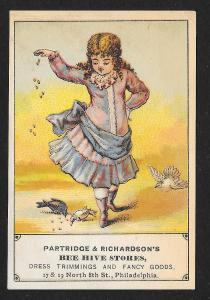 VICTORIAN TRADE CARD Bee Hive Store Dress Trimming