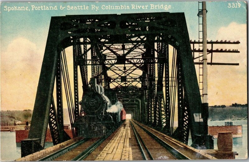 Spokane, Portland & Seattle Railway, Columbia River Bridge Vintage Postcard E44 