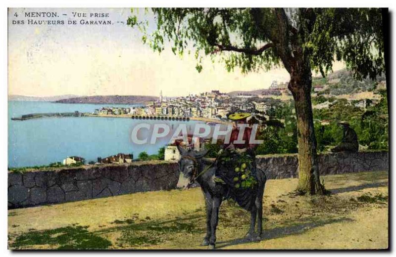 Old Postcard Menton Garavan View Jack Of Heights Donkey Mule Female Folklore