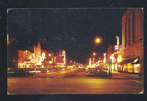 MISSOULA MONTANA DOWNTOWN STREET SCENE 1950's CARS ST NIGHT POSTCARD