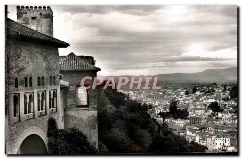 Old Postcard Granada Partial Vista Dade The Althambra