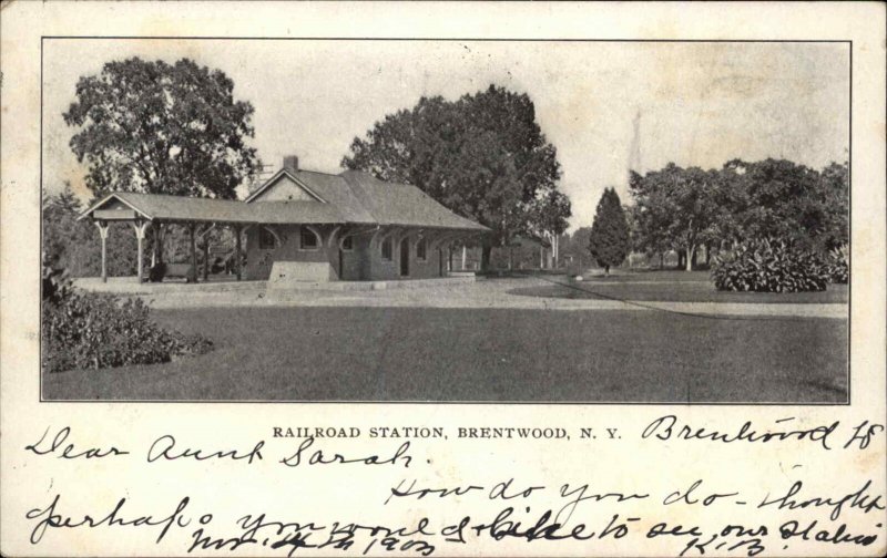Brentwood Islip Long Island New York NY RR Train Station Depot c1910 Postcard