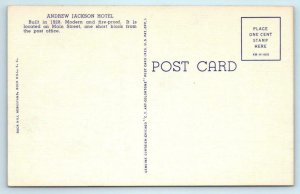 ROCK HILL, South Carolina SC ~ Roadside ANDREW JACKSON HOTEL c1940s  Postcard