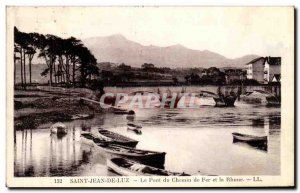 Old Postcard La Cote Basque Saint Jean De Luz Railway Bridge And The Rhune