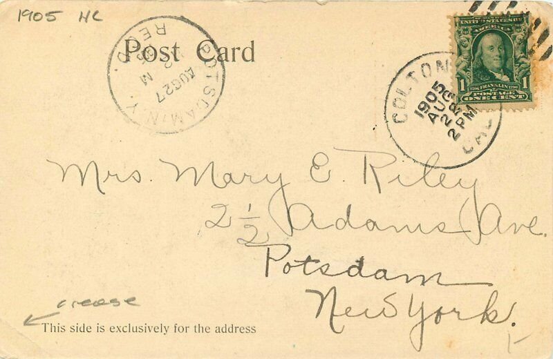 California Hand Colored Colton Park 1905 Postcard Rieder undivided 20-13935