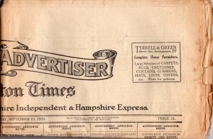 Southampton Hampshire Times 1928 Original Antique Newspaper