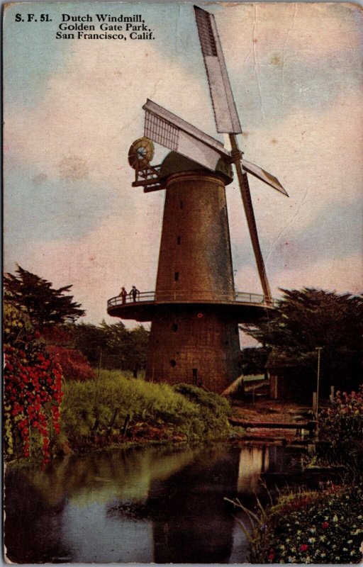 USA Dutch Windmill Golden Gate Park San Francisco California Postcard C001