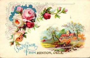 Oklahoma Souvenir From Hinton With Roses 1909