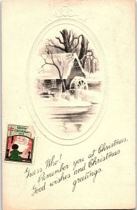 c1920 CHRISTMAS GREETINGS 1923 EASTER SEAL MARQUETTE NE EMBOSSED POSTCARD 39-284