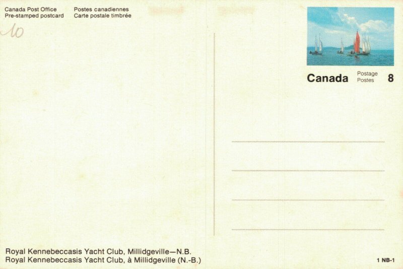 Canada Royal Kennebecasis Yacht Club Milledgeville New Brunswick Postcard BS.07