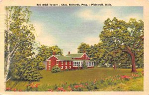 Red Brick Tavern Plainwell Michigan 1950 linen postcard