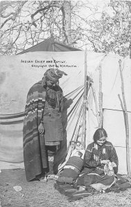 H96/ Native American Indian RPPC Postcard c1910 Chief and Family Martin46