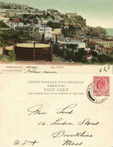 Gibraltar, Gas Works (1909) V.B. Cumbo Postcard