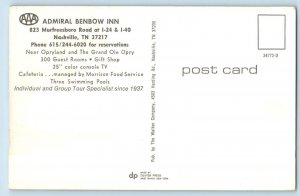 Nashville Tennesssee Postcard Admiral Benbow Inn Murfeesboro Road Multiview 1960