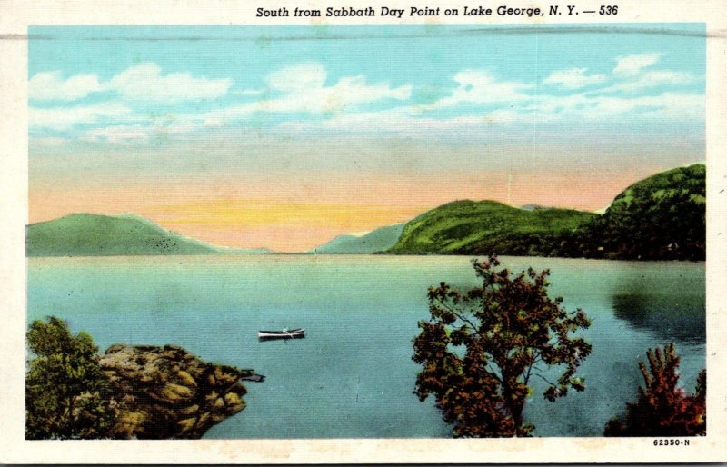 New York Lake George Looking South From Sabbath Day Point 1946 Curteich