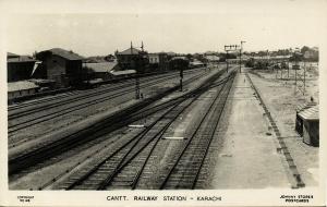 pakistan, KARACHI, Cantt. Railway Station (1930s) RPPC Postcard