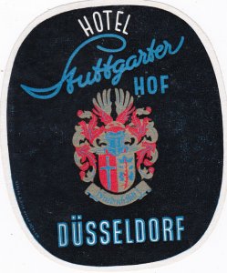 Germany Duesseldorf Hotel Stuttgarter Hof Vintage Luggage Label sk2008