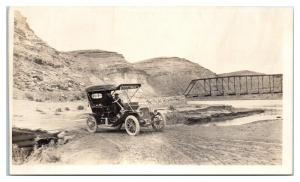 RPPC Early Auto Crossing Gunnison River between Delta and Hotchkiss, CO Postcard