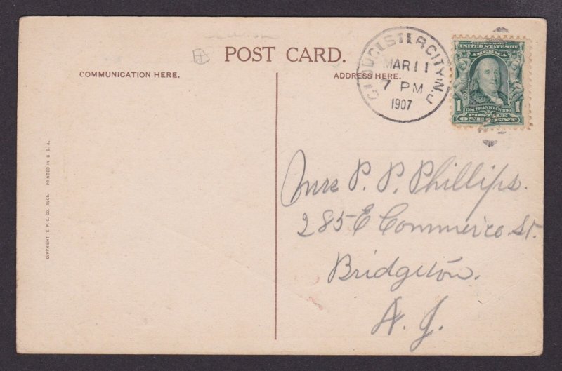 UNITED STATES 1907, Vintage postcard, Judaica, Caricature, I'm passing t...