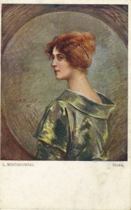 Poland Art Postcard illustrator Leonard WINTEROWSKI 1915 Woman Portrait Study