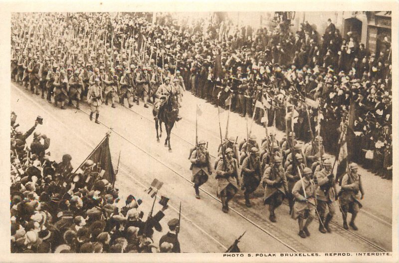 A French colours parade in Brussels Belgium postcard