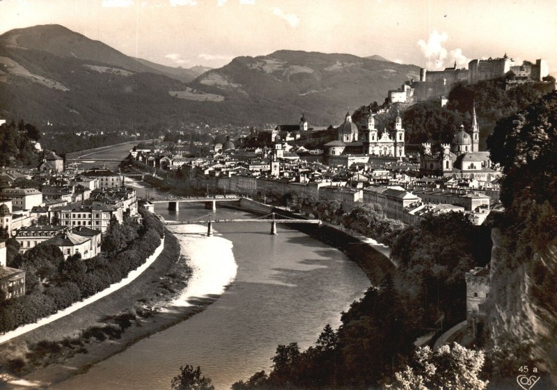 Postcard Die Festspielstadt Gesehen Von Mulln Mit Salzach Salzburg Austria