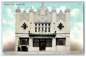 Omaha Nebraska NE Postcard Hanson's Cafe Building Scene Street 1907 Antique
