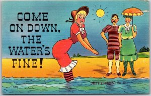 1955 The Beach At Jefferson South Dakota Comical Presentation Posted Postcard