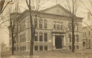 c1914 RPPC Postcard High School, Columbia City IN Whitley County posted