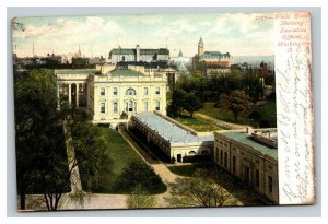 Vintage 1907 Postcard Panoramic View White House Executive Offices Washington DC