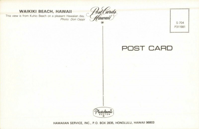 Postcard View from Kuhio Beach Waikiki Beach Hawaii