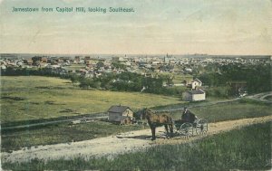 North Dakota Jamestown Capitol Hill Rieder #21142 Horse cart Postcard 22-4692