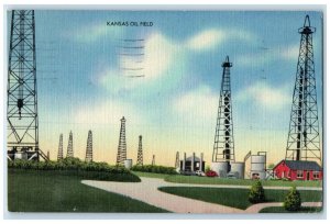 1947 Kansas Oil Field Producing States Exterior Tower Wichita Kansas KS Postcard