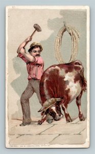 1889 Man Killing Bull Arbuckles Ariosa Coffee Victorian Trade Card