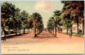 Main Street Jacksonville Florida FL Palm Trees & Roadway Landmarks Postcard