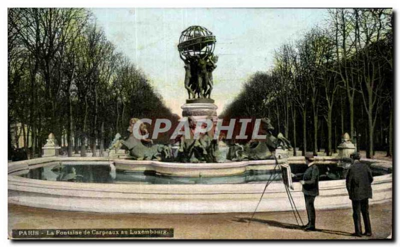 Old Postcard Paris Fountain Carpeaux in Luxembourg