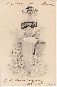 ART -- Pretty Lady sitting on Wall,  M.M., Vienne, #116, ...