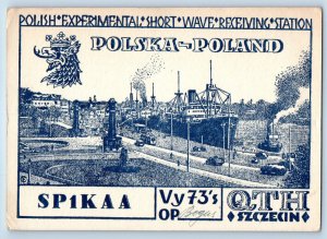 Polska Poland Postcard QTH Szczecin Vy73's OP Sp1kaa QSL Ham Radio 1956