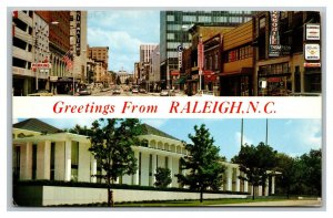 Vintage 1967 Postcard Greetings From Raleigh South Carolina - Downtown Old Cars