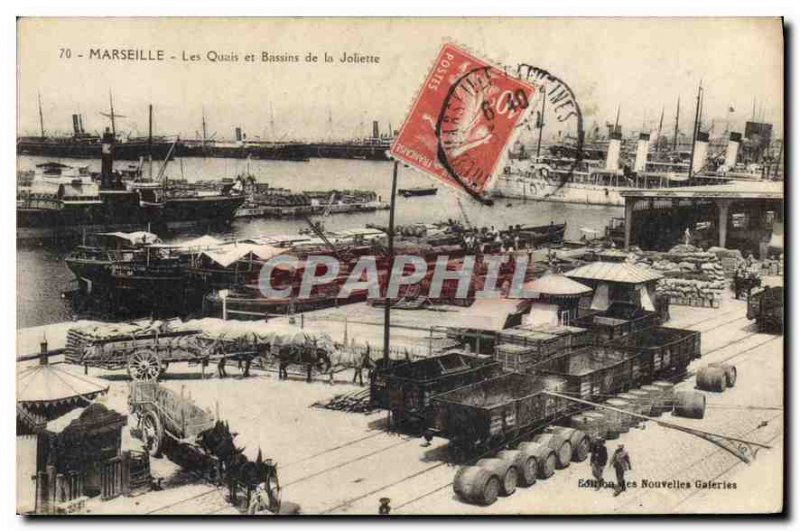 Old Postcard Marseille docks and basins of Joliette