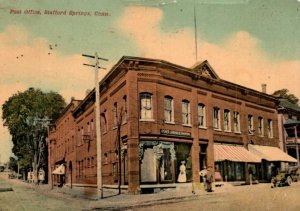 Stafford Springs CT Post Office Drug Store Postcard Connecticut