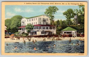 1930-40's BETTERTON MD BATHING BEACH CHESAPEAKE HOTEL VINTAGE LINEN POSTCARD
