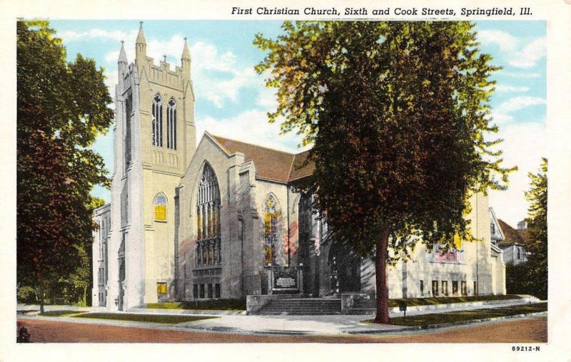 SPRINGFIELD, IL  Illinois  FIRST CHRISTIAN CHURCH-Sixth & Cook  c1920's Postcard