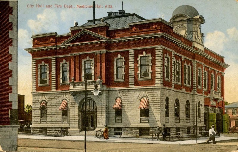 Canada - Alberta, Medicine Hat. City Hall and Fire Department