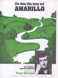 Amarillo Tony Christie 1970s Sheet Music