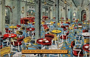 Vtg Washington DC Anchor Room Cocktail Lounge Hotel Annapolis 1940s Postcard