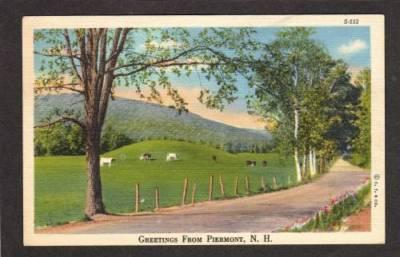 NH Greetings from PIERMONT NEW HAMPSHIRE Linen PC Cows